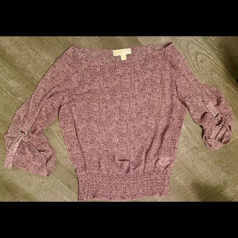 Michael Kors Sheer Purple Snakeskin Top
